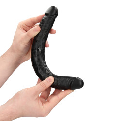 Real Rock Double Gode Straight Slim 30.5 x 3.5cm Noir